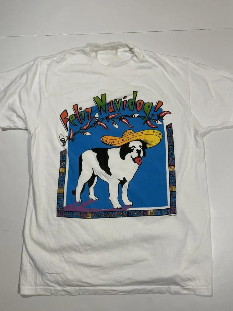 

Винтажная футболка 90-х Big Dogs Feliz Navidog Унисекс Хлопок Размер от S до 5XL EN371 Унисекс Футболка S