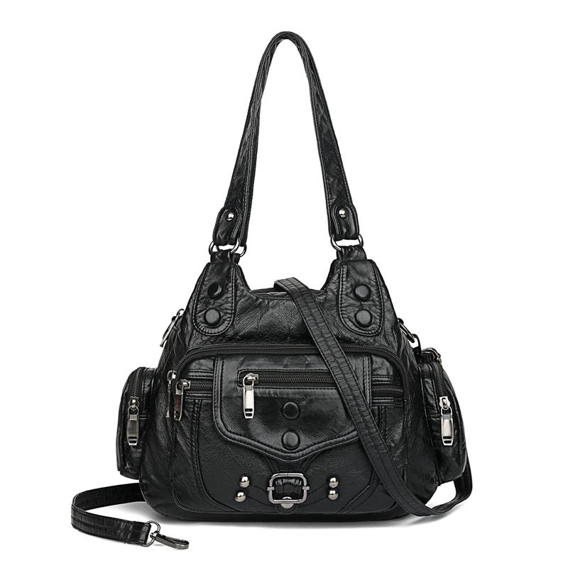 Women Soft Leather Top-Handle Bags Luxury Designer Handbag Solid Color Ladies Shoulder Crossbody Bag And Purse Commuting Sac