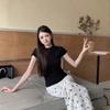 Summer vacation style bow print lace hollowed out floral fishtail skirt, thin pure desire long skirt