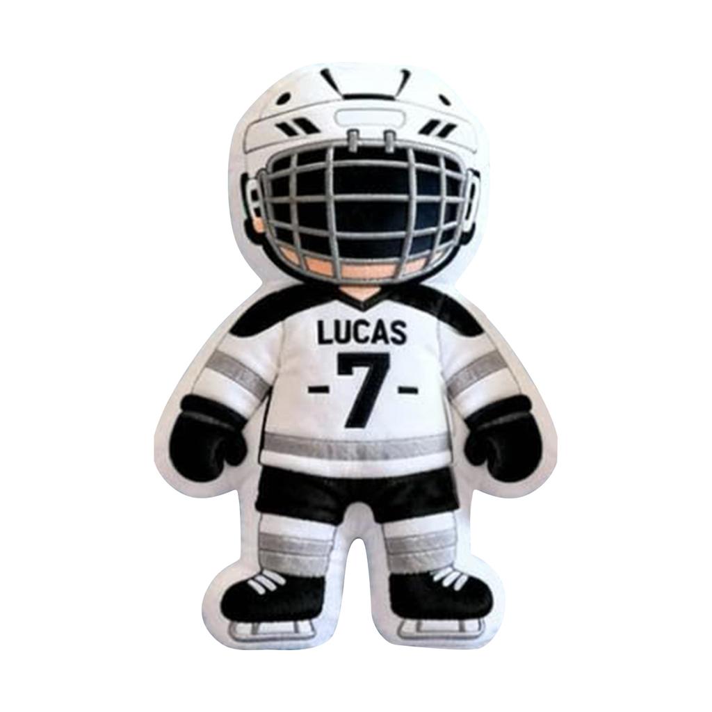 Plush Hockey Player Toy Soft Stuffed Figure with Helmet and Protective Gear Number Seven Design for Kids and Collectors