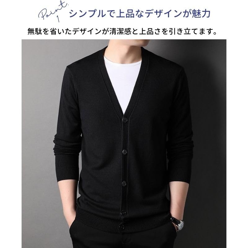 Business Knit Cardigan for EMY-li Men's Fall/Winter (Camel, XL)