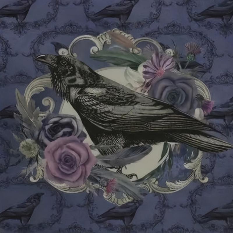 Gothicism Styles Tarots Table Cover With Elegant Crow And Rose Pattern for Spiritual Practices 60x60cm