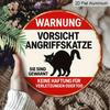 2D Flat, 1pc 7.87*7.87 Inch Round French Aluminum Sign, Retro Decorative Plaque about "Beware of Attacking Cat", "Cat Warning" Decorative Sign