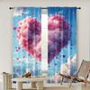 2pc,  Curtain Romantic Heart-shaped Clouds Blackout  Polyester Summer Party Decorations Applies To Holiday Decorations