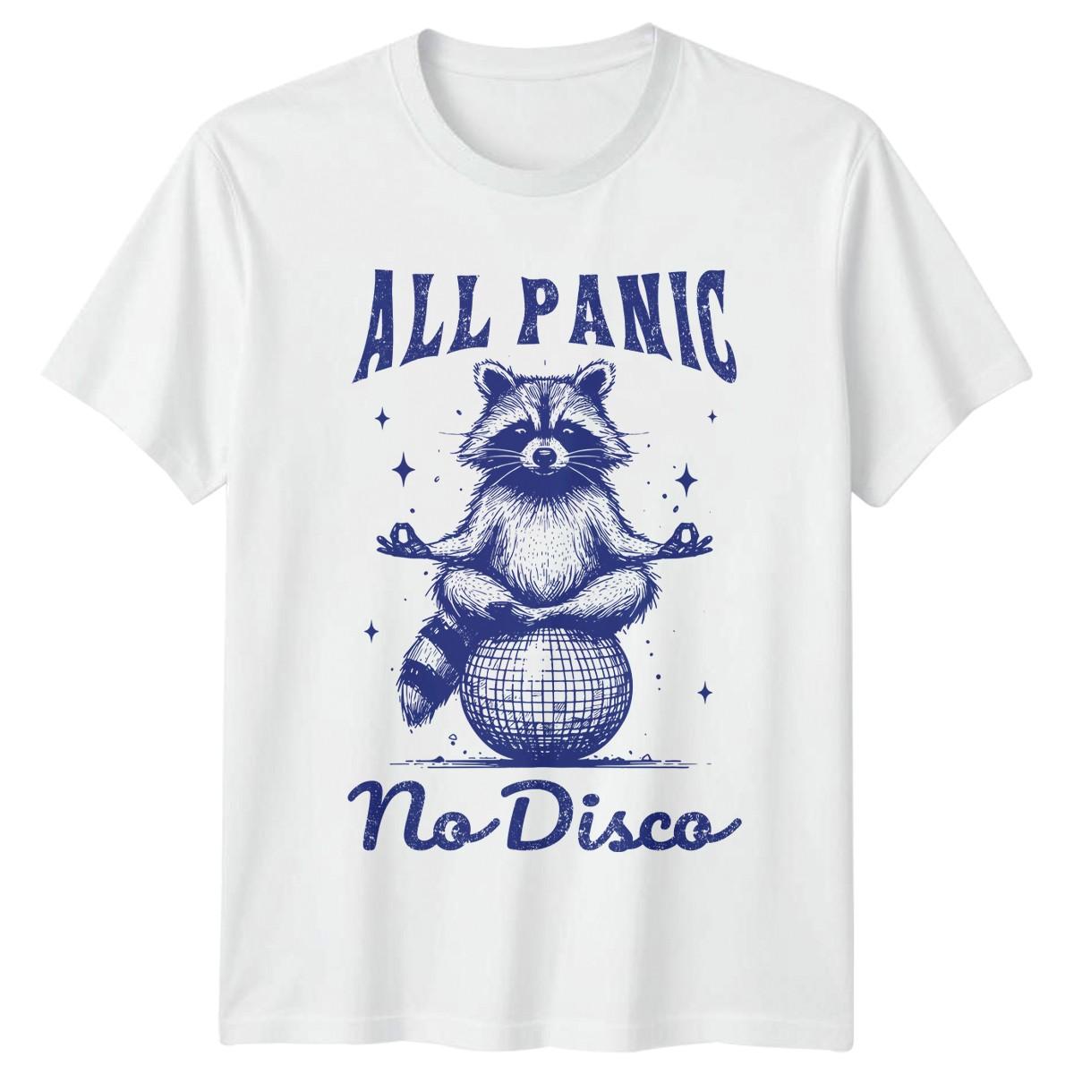 All Panic No Disco T-Shirt Raccoon Zen Disco Ball Animal Humor XXL