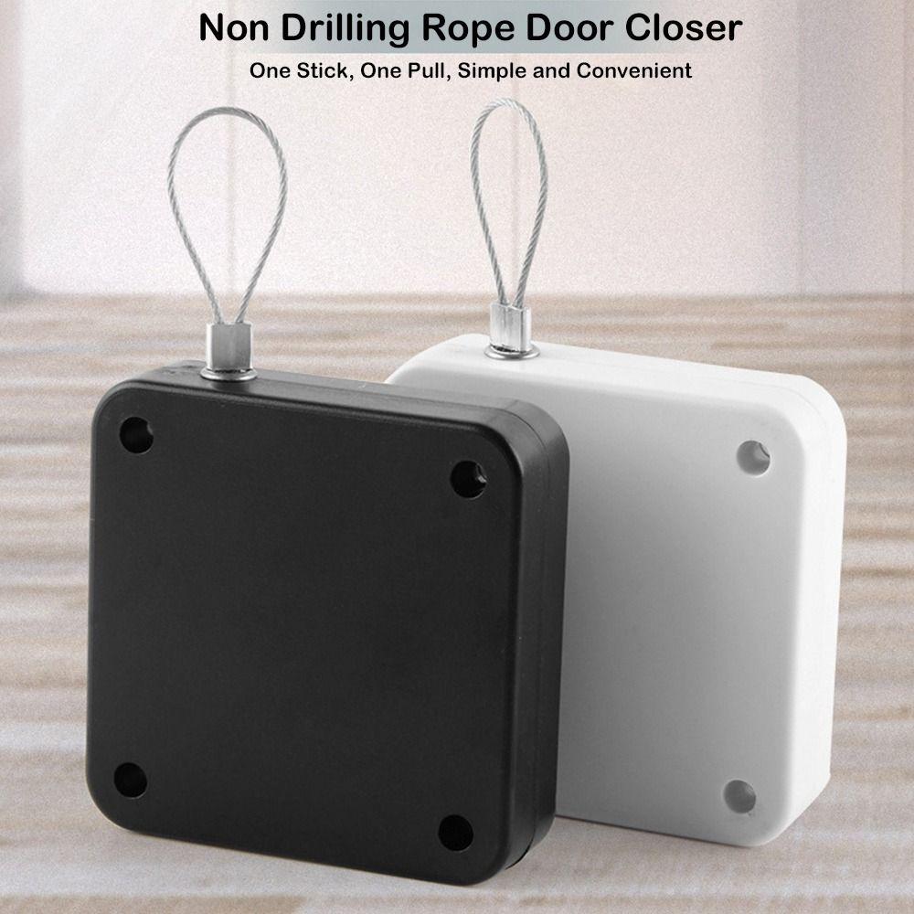 Black White Telescopic Door Device Non Punching Punch Free Door Closing Device Bold Drawstring Telescopic Sliding Door Device