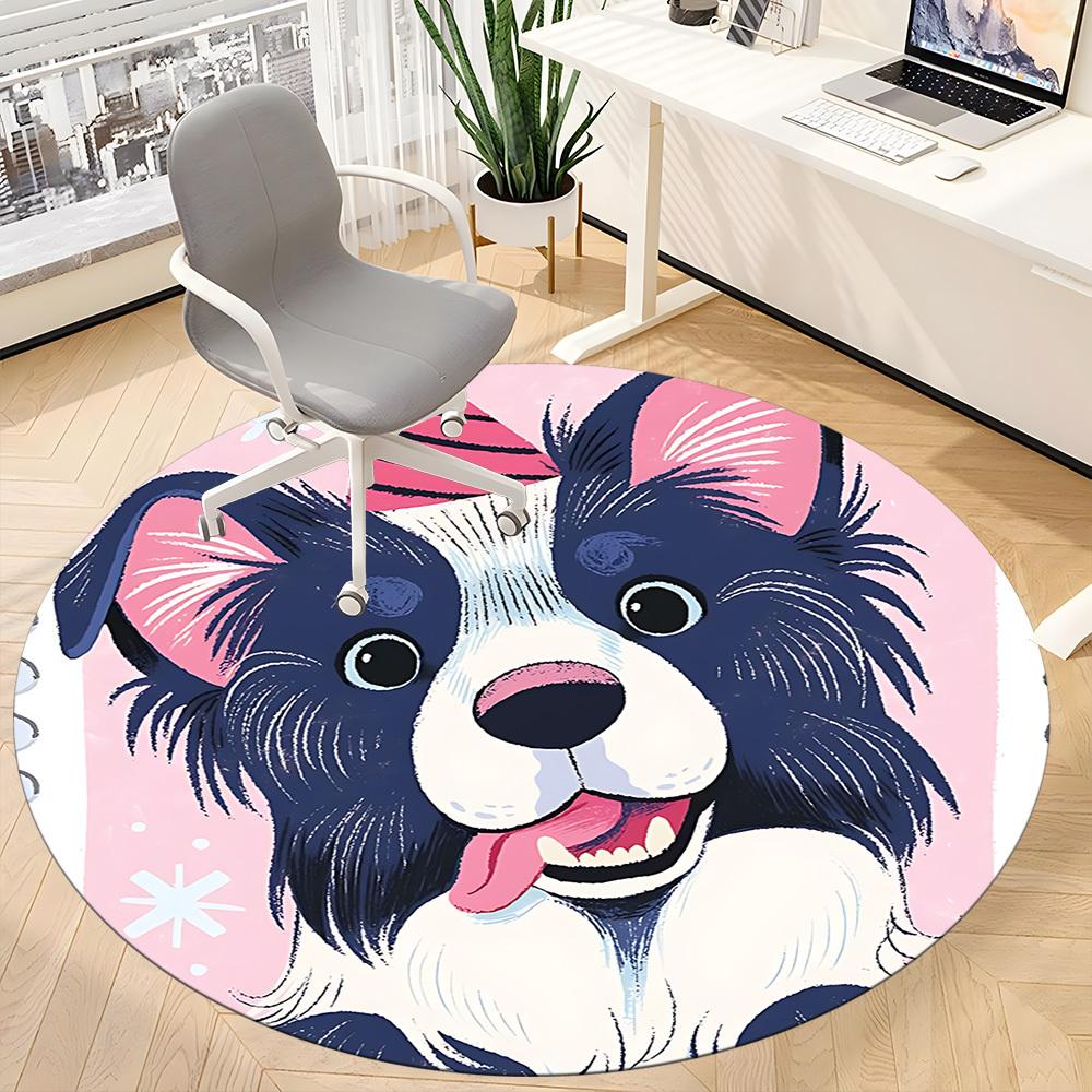 1PC Dogs Pet Office Round Area Rug, Mat Suitable ForOffice, Under Office Chairs Bedroom Living Room Home Decor, Room Deco