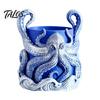 Water Tray Plant Container 3D Printed Octopus Planter, Planter with Tray, Holder, Nautical Coastal Modern Home Decor Indoor Outdoor Holder for Cactus,