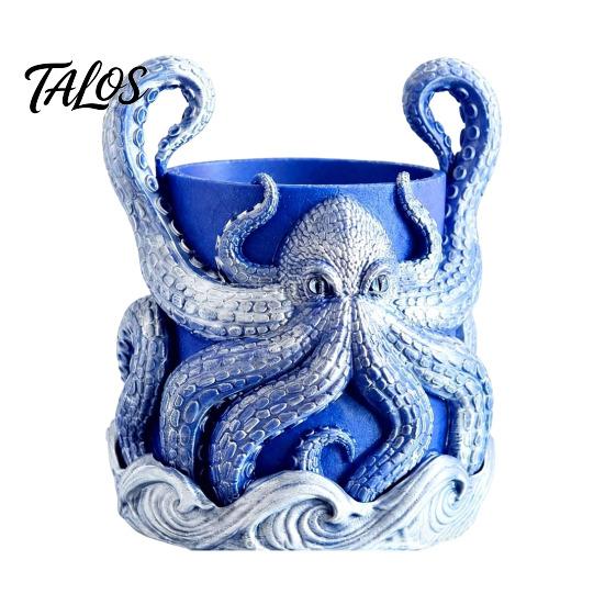 Water Tray Plant Container 3D Printed Octopus Planter, Planter with Tray, Holder, Nautical Coastal Modern Home Decor Indoor Outdoor Holder for Cactus,