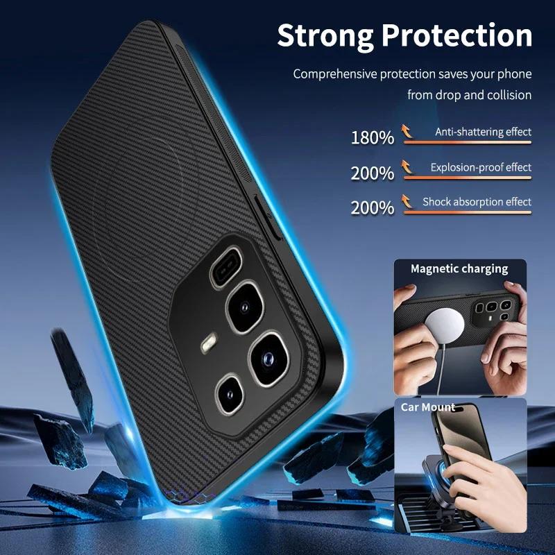 Carbon Fiber Pattern Silicone Phone Case For Infinix 50S Note 50 Pro Plus 50X 5G 4G Magnetic Wireless Charging Soft Cover Cases