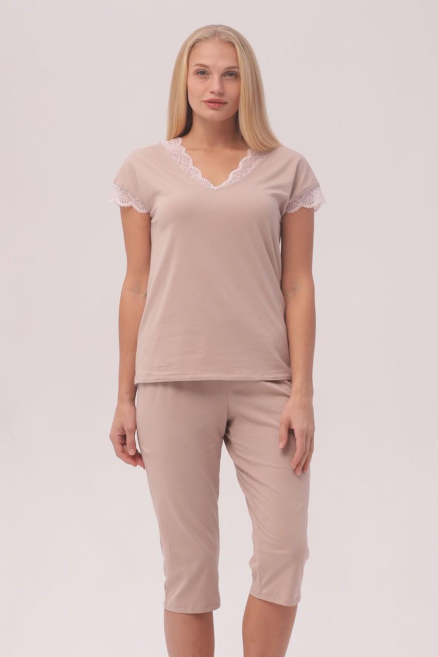 

комплект: футболка та капрі Roksana (85604) 52(3XL) тілесний