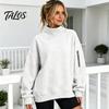 Long Sleeves Top Women Oversized Mock Neck Sweatshirt, Fall Winter Solid Color Casual Sweatshirt Pullover Top, Loose Fit