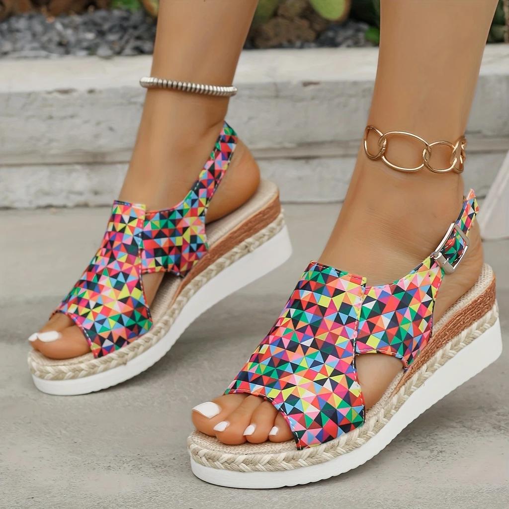 Fashion Zapatos Mujer Hot Sale Fashion Comfortable Floral Sexy Banquet Fish Mouth Soft Buckle Light Sandals Women's Casual Wedge Shoes