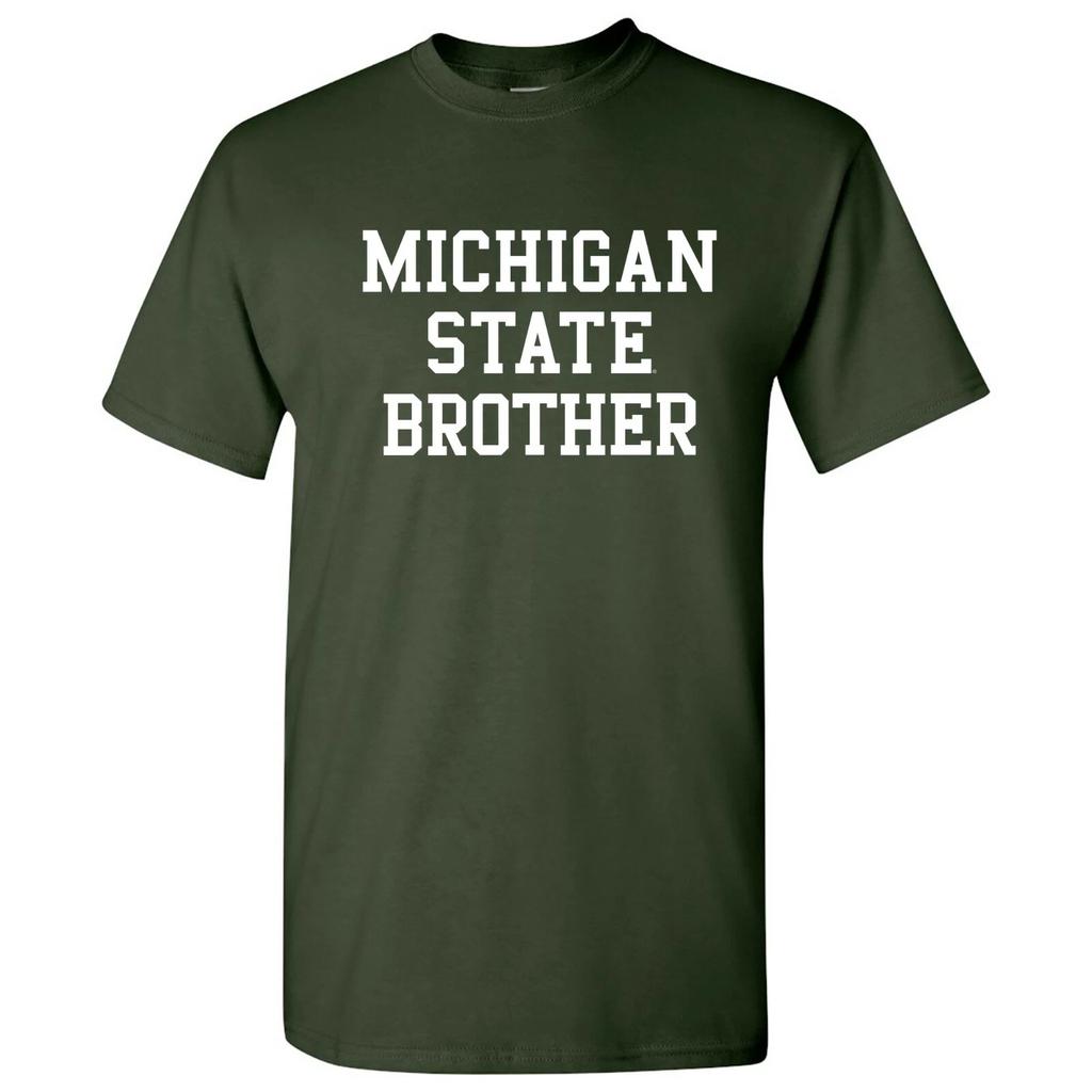 Michigan State Spartans Brother Basic Block, Team Color T Shirt - Forest