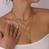 Women European Exaggerated Long Choker Oil Dripping Heart Butterfly Snake Element Jewelry Punk Hip Hop Layered Necklace