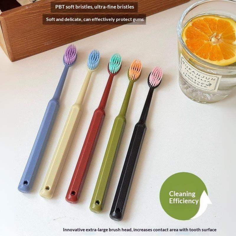 5Pcs Wide Head Soft Bristle Toothbrush Fine Gentle Bristles Oral Cleaning Tooth Brush For Family Travel Daily Teeth Care Use