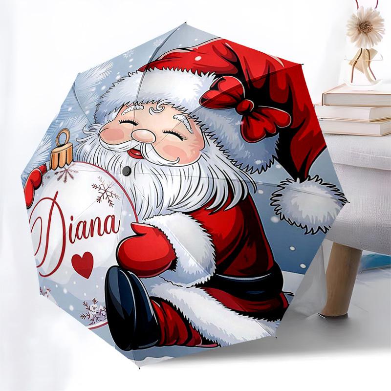 

1pc Diana s Festive Personalized Christmas Ornament with Auto Open Close Umbrella, Portable 3-Fold Design, 8-Bone Iron Frame, Outdoor Umbrella, Perfec