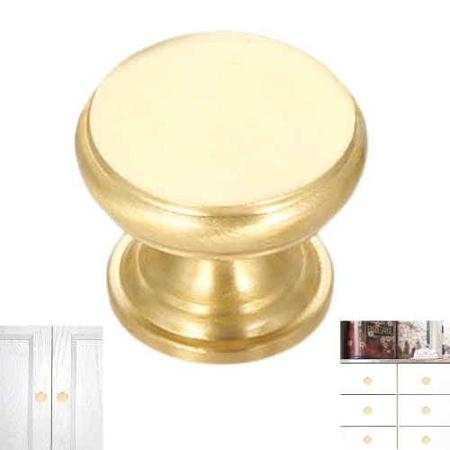 Lemfema 10-Piece Set of Brass Gold Pull Handles, European Style, 20*16mm, Drawer Knobs with 3 Screw Sizes, for Cabinets, Dressers, and Cupboards, Gold