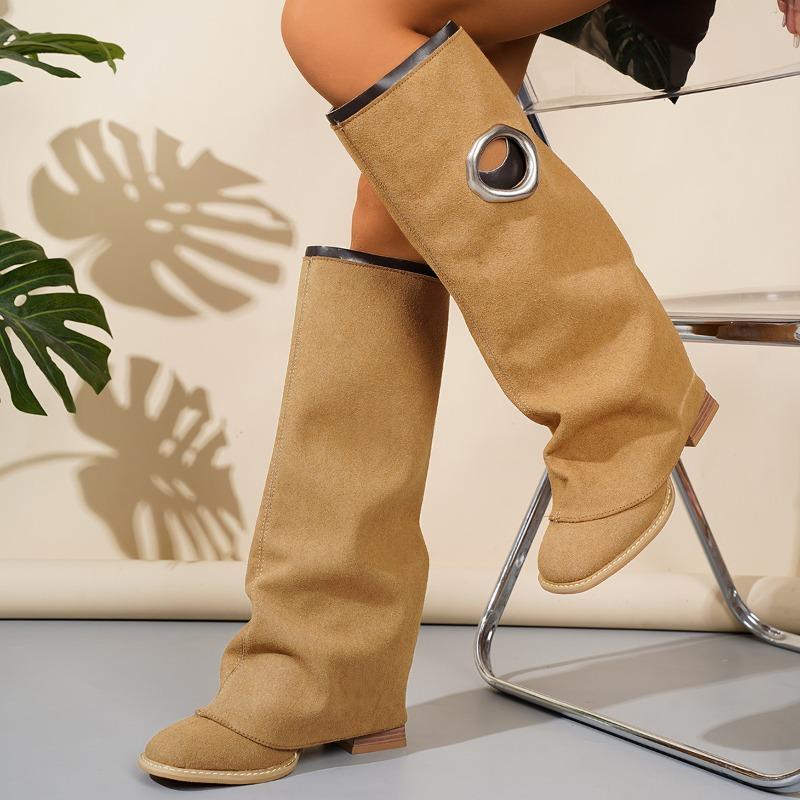 Nové stylové kalhotové kozačky pro ženy, univerzální kozačky na středním podpatku, jednoduché kozačky a dámské boty