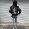 American Skull Knight Slim Fit Stand Collar Leather Baseball Jacket