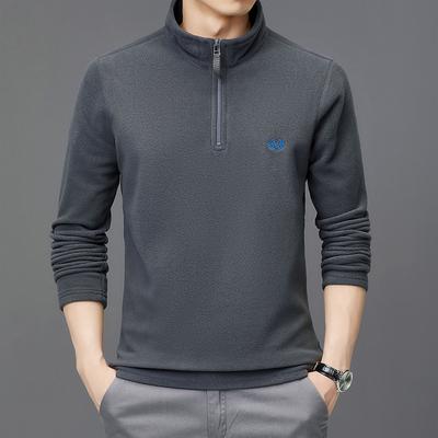 Herbst und Winter Herren Langarm Polarfleece T-Shirt Jugend Casual Stehkragen Halbreißverschluss Herren Tops