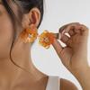 Vintage Acrylic Camellia Stud Earrings for Women Elegant Colorful Crystal Flower Temperament Earrings Beach Jewelry