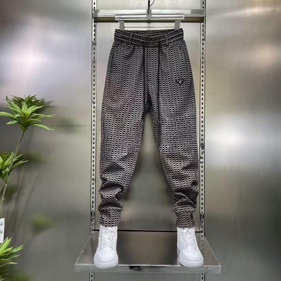 Spring and Summer Men's Flocking Sports Simple Fashion Versatile Outdoor Trend Loose Tied Feet Elastic Casual Pants Tide