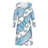 Women's And Winter Casual Fashion V-neck Long Sleeve Print Long Dress With Pocket