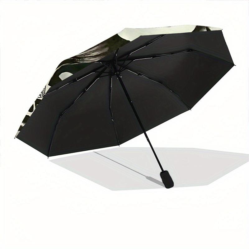 1pc KISS Band Automatic Folding Umbrella, Portable Collapsible Design, 8-Rib Iron Frame, , All-Season Casual Outdoor Accessory for Christmas Birthday