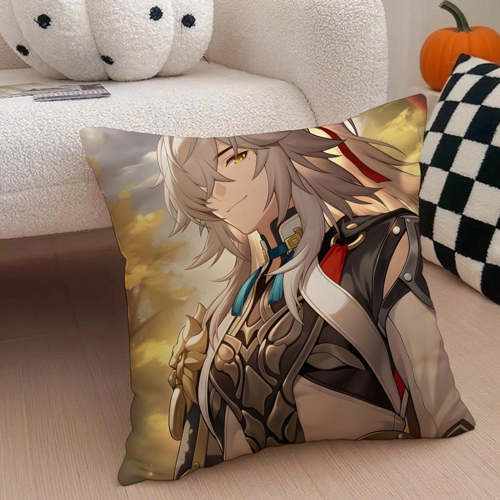 JJing Yuan Star Rail Hit Game Character Cushion Cover Throw Pillow Cover Hidden Button Durable Polyester Chair Cushion