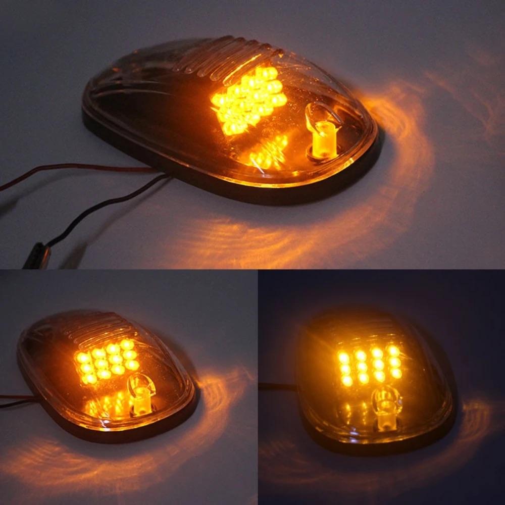 5Pcs 12V/24V Car Cab Roof Top Running Marker Light IP68 Waterproof Smoked Amber 12 LED Top Clearance Running Light