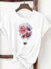 (Asian Size) Sweet Flower Style Woman Top Fashion Women Clothing T Shirt Female Short Sleeve Graphic T-shirts Print Tee