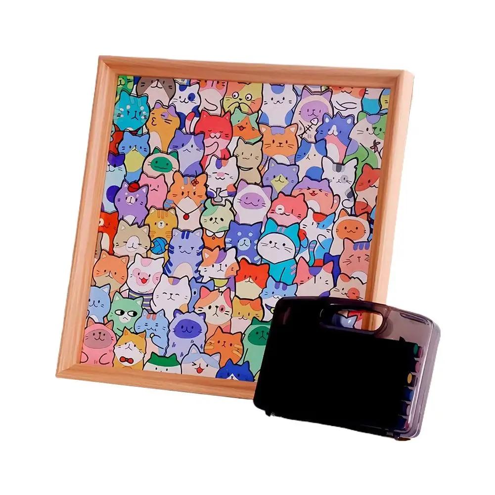 Cartoon Toys Cute Kitten Wooden Puzzles Hand-painted Puzzle Diy Gift Present Assembly Toy Christmas T3d4
