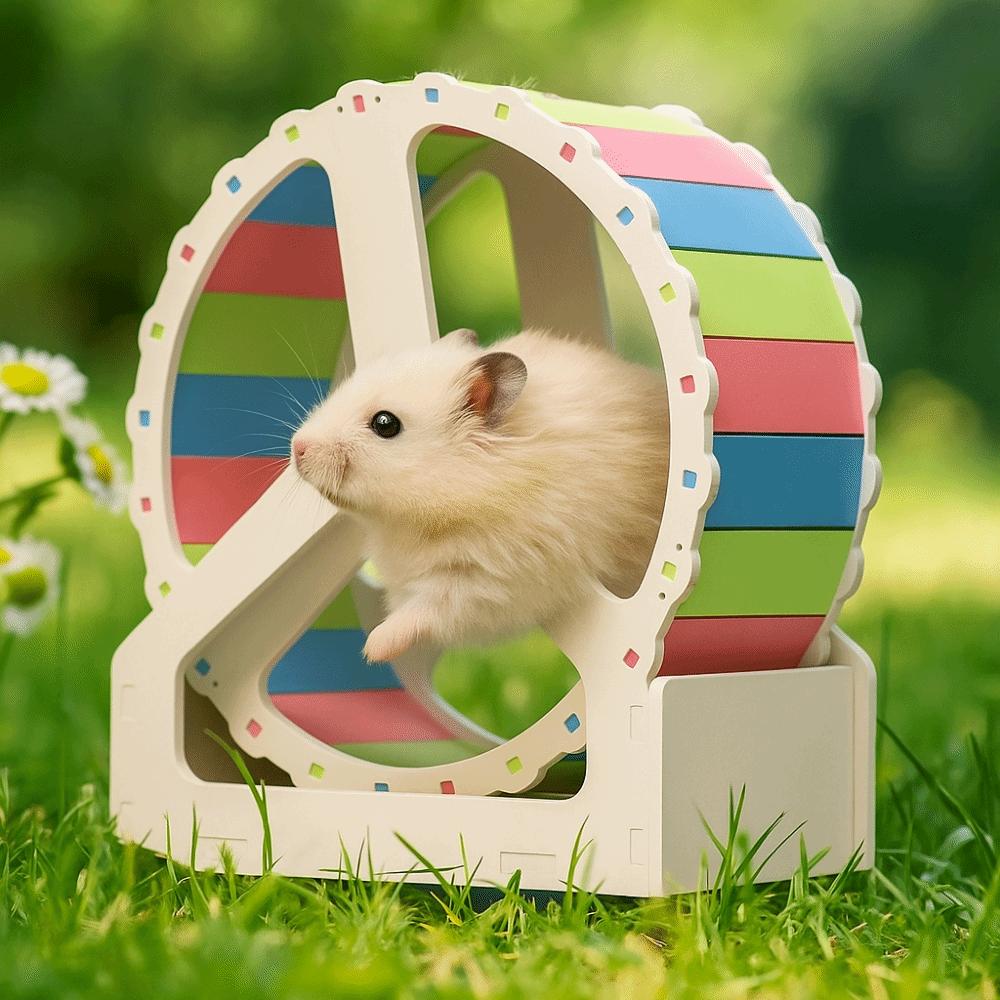 Animal Plastic Hamster Running Wheel Stable Base Silent Rodent Running Wheel 21cm Colorful Small Animal Wheel for Small Animals
