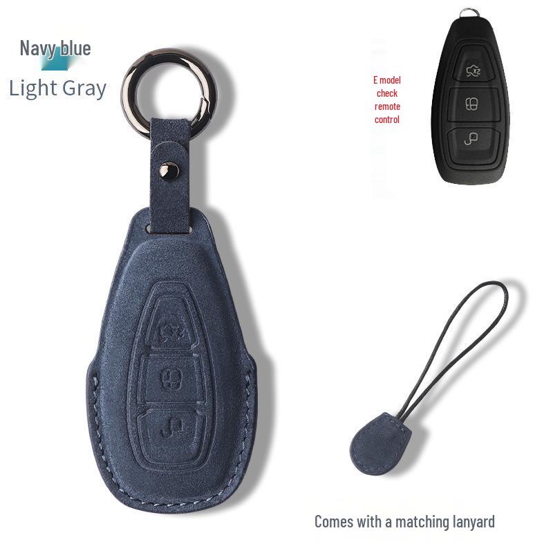 Genuine Leather Key Case for 2017-18 Ford Explorer/Mustang with Suede Buckle