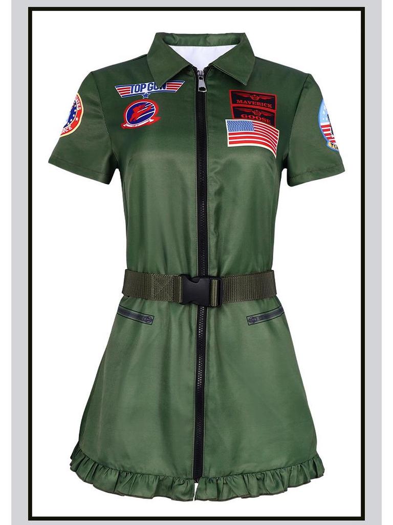 Armeegrünes Top Gun Pilot Halloween Kostüm für Partys und Aufführungen