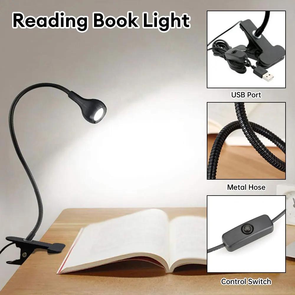 LED Reading Light with Clamp 360° Flexible Adjustable Desk Lamp Gooseneck Book Lamp Eye Protection Reading Book Night Lights