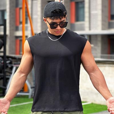 Men's Summer Cotton Fitness Top Wide-shoulder Vest Casual Running Sports Sleeveless Shirt