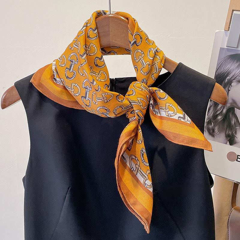 Ren Bomuld Dame Tørklæde Firkantet Foulard Dame Hals Hår Tørklæder Design Printet Hovedtørklæde Mode Pige Tørklæder 2023 Ny