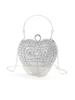 Women's Evening Bag Heart-shaped Clutch Handbag Purse Rhinestones and Pearls Beaded Lady Shoulder Bags For Wedding Party Prom
