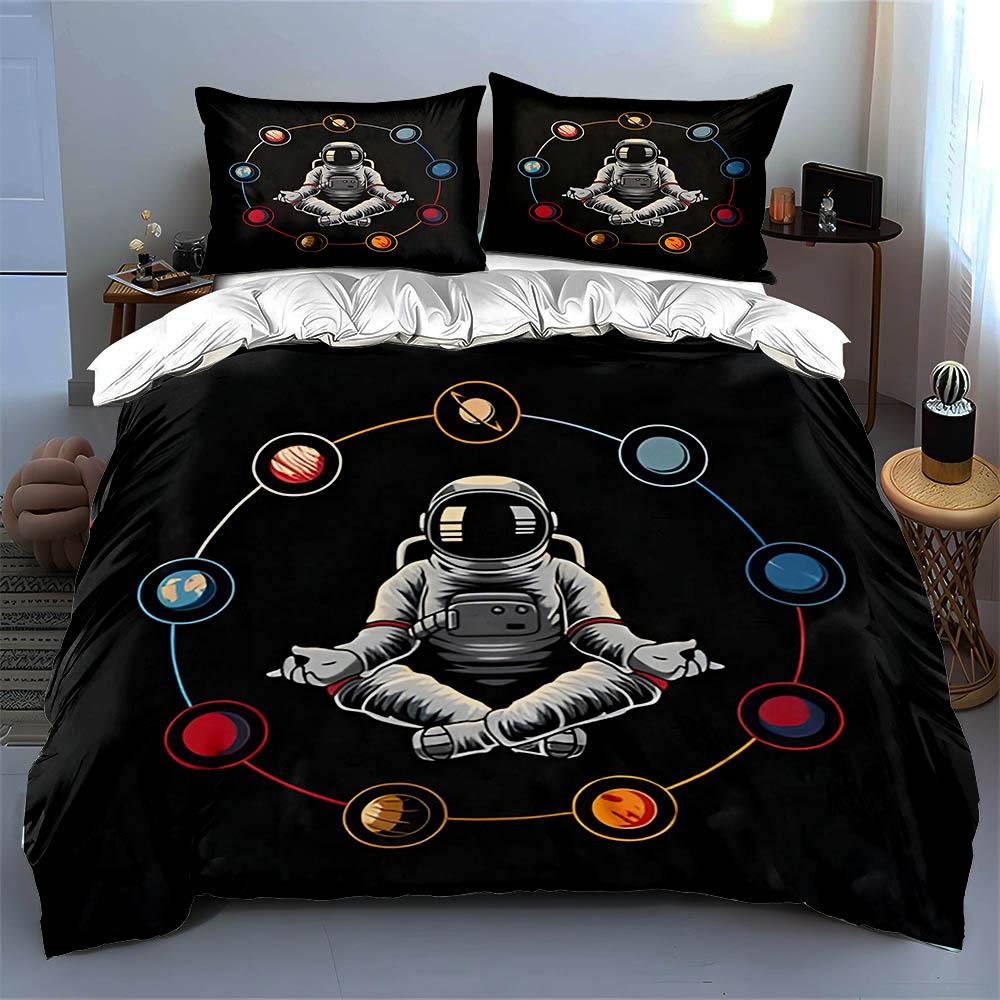 Astronaut planetary meditation Bedding Duvet cover sets Duvet covers Pillowcases gifts (1 * Duvet Cover 2 * Pillowcases, without duvet insert)