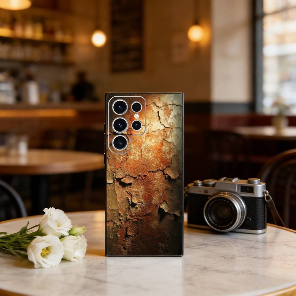 R-Retro Industrial Style Rusty Phone Case For Samsung S25,S24,S23,S22,S21,S20,Plus,Fe,Lite,Others Black Cover