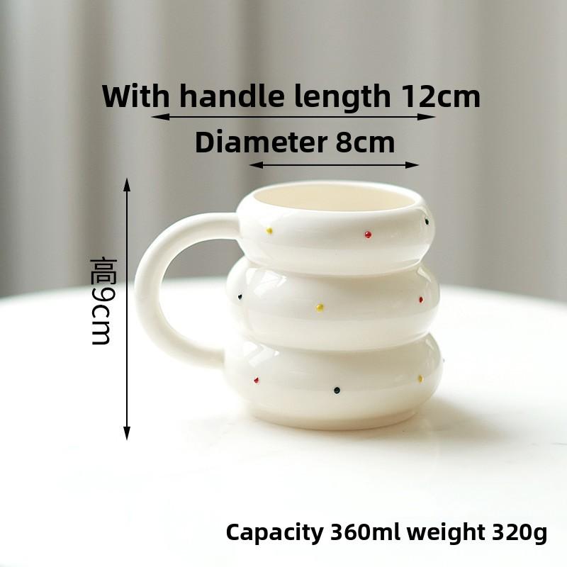 Nordic Ins Style Ceramic Mug Cute Candy Dot Coffee Cup Couple Gift Unique Design 360ml