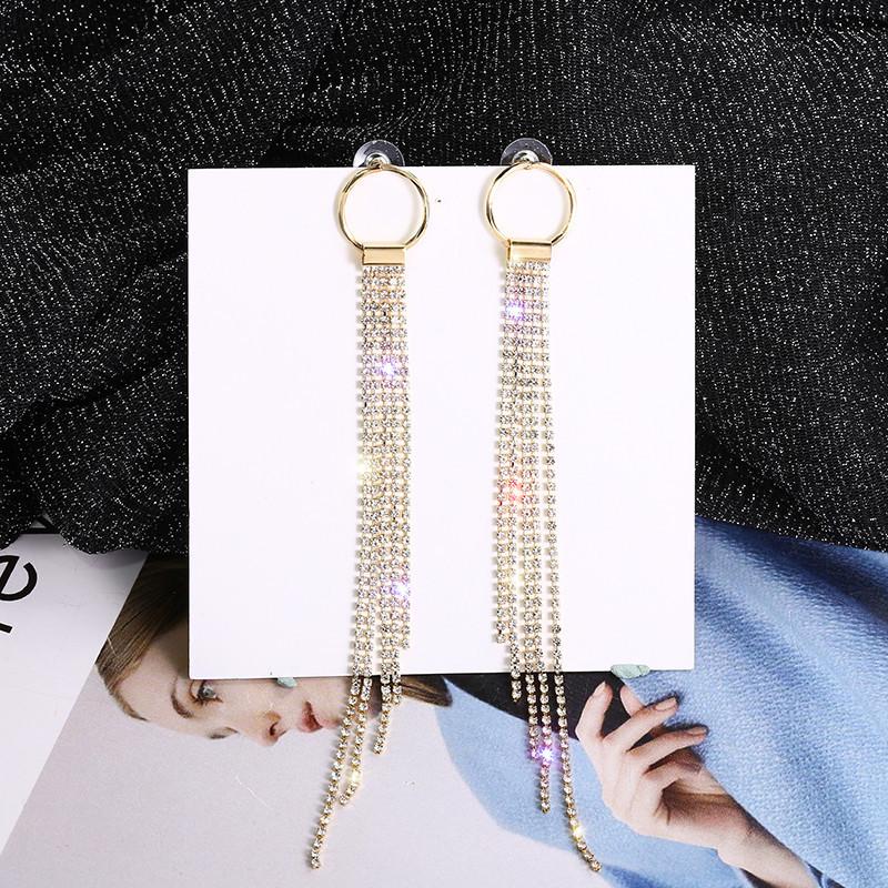 

Женские роскошные серьги-подвески с кристаллами, гламурные серьги-кольца с бриллиантовыми акцентами, элегантные украшения для вечеринки, свадьбы, эффектные украшения, подарок золотой