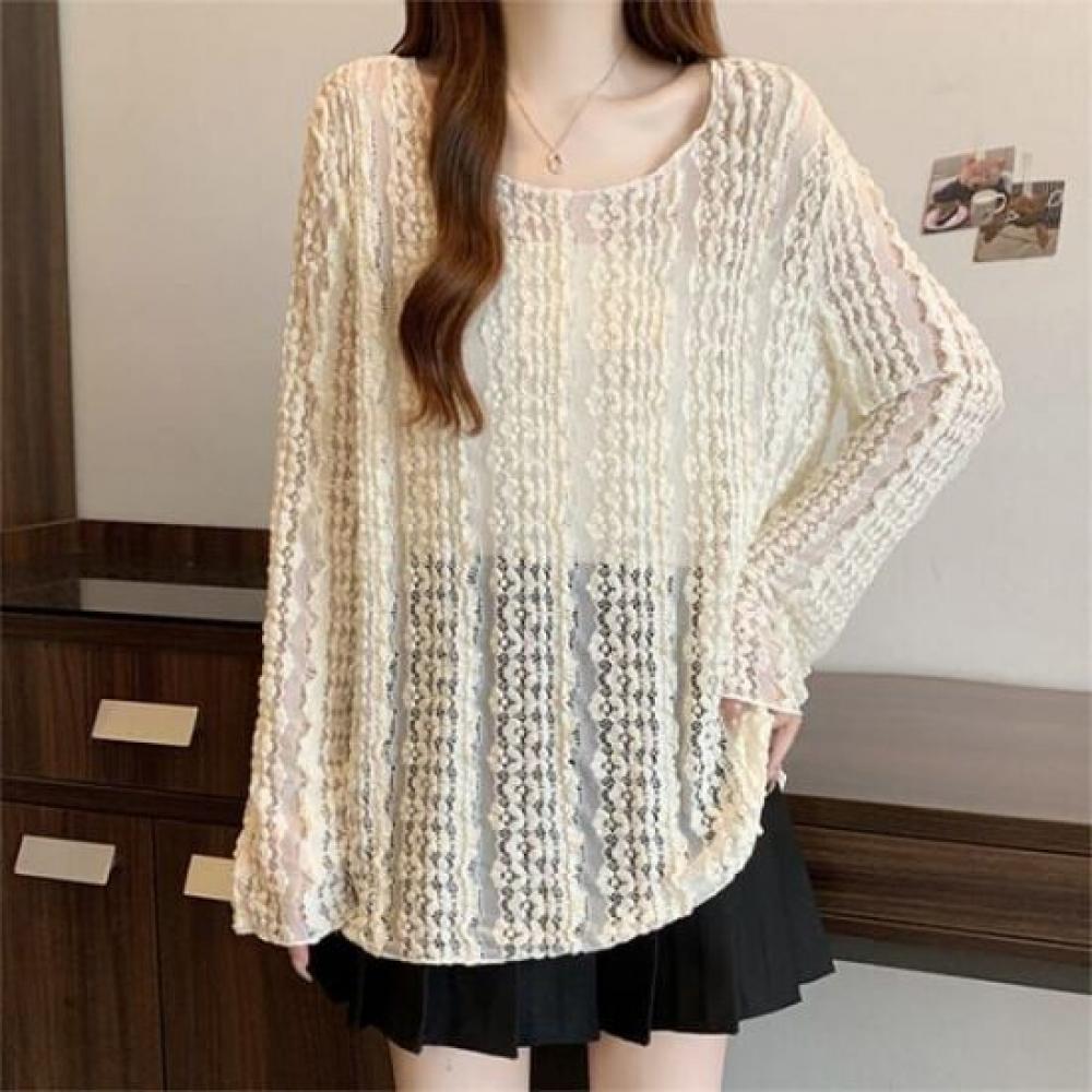 Navava Women Flower Lace Thin Long Sleeve T shirT nT2354
