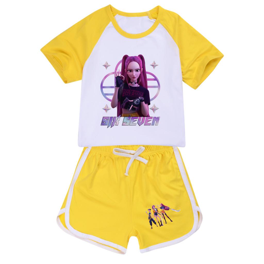 5224 Kids Girls POP Rumi Zoey Mira Print T-shirt Shorts Sport Tracksuit Clothes Set