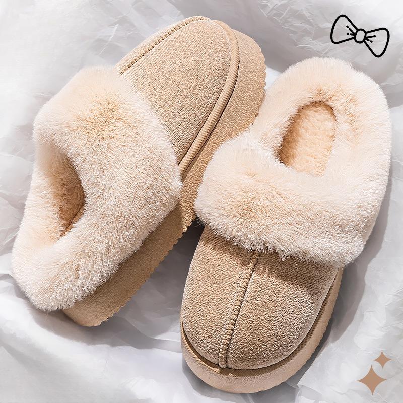 

Хлопковые туфли на толстой подошве для тепла дома в помещении, плюшевые шлепанцы 38-39 бежевый