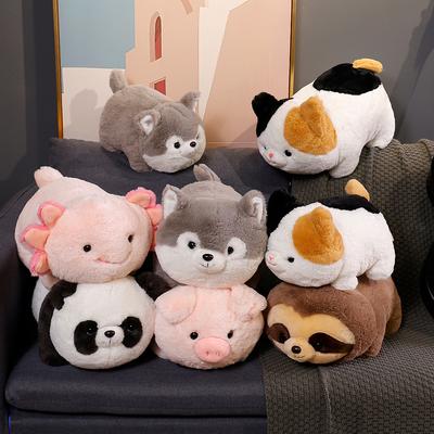 30/40CM Soft Ferry Plush Baby Sloth Toy Stuffed Roll Up Boby Panda Sloth Salamander Cat Pig Dog Cuddly Appease Doll