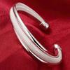 Wholesale Fine 925 Sterling Silver Bangles Bracelet Charms Heart Open for Women Lady Jewelry Adjustment Cuff Wedding Gift
