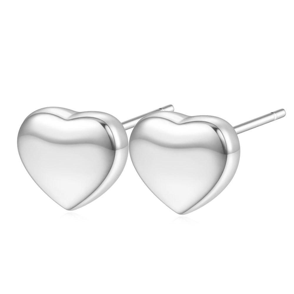 9MM 18K Gold Heart Stainless Steel Stud Earrings with Smooth Surface